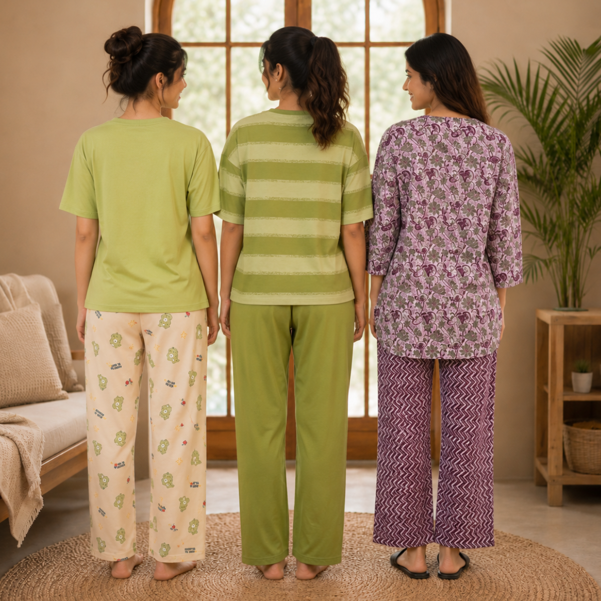 3 Cotton T-Shirt + Trouser Set (T-2)