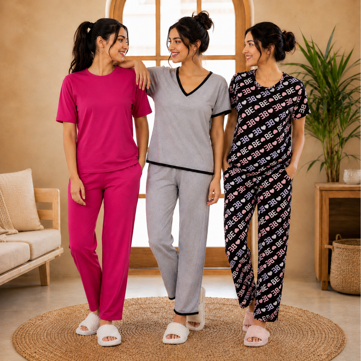 3 Cotton T-Shirt + Trouser Set (T-5)