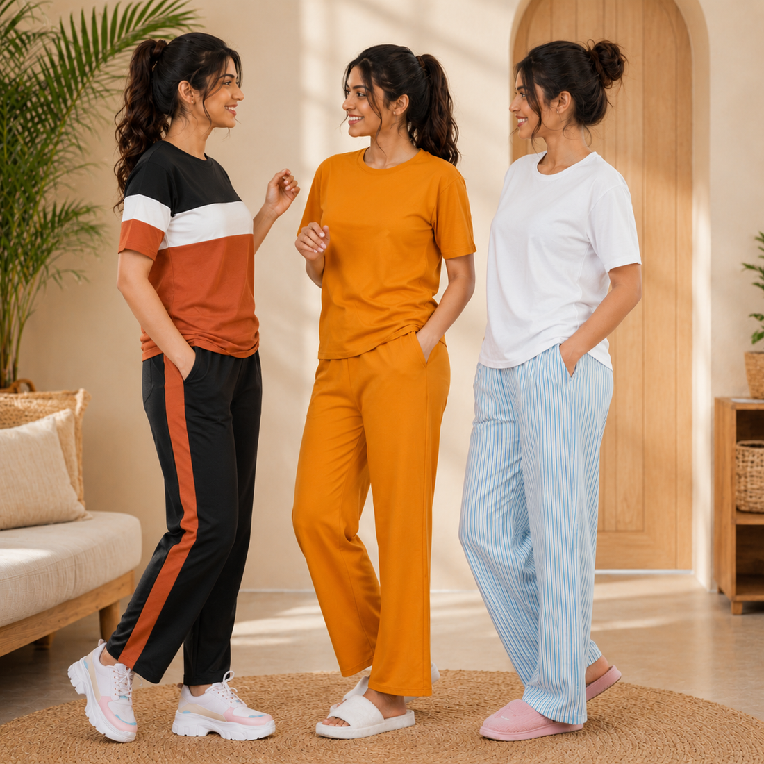3 Cotton T-Shirt + Trouser Set (T-4)