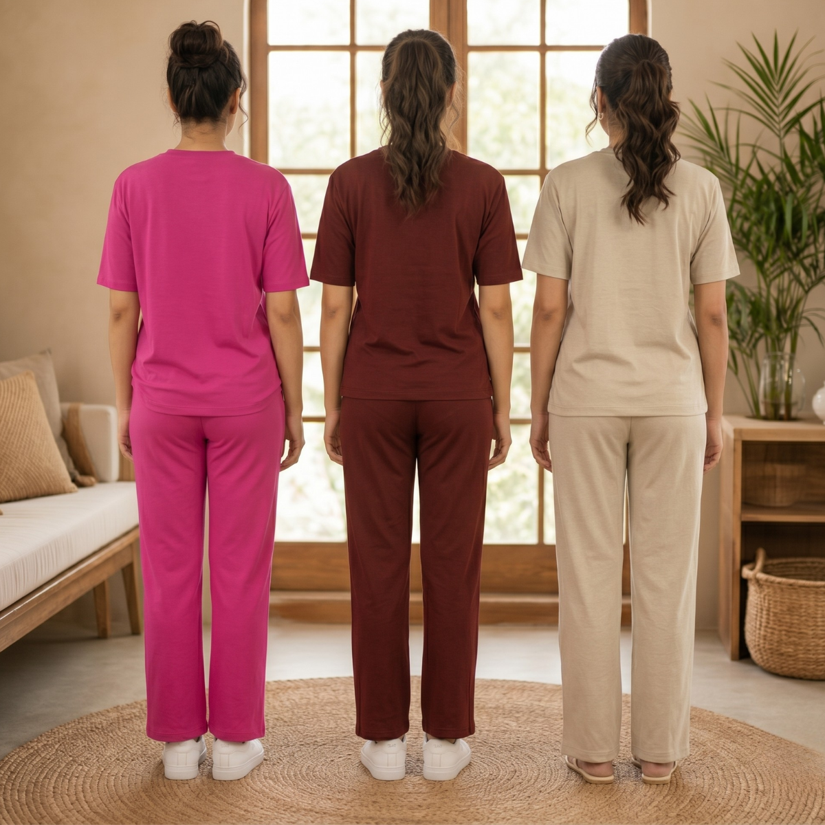 3 Cotton T-Shirt + Trouser Set (T-10)